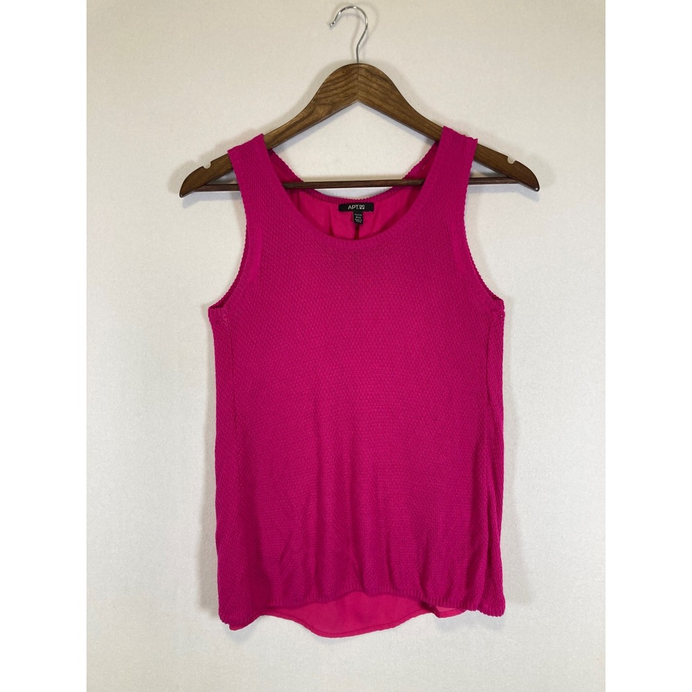 Barbiecore Apt. 9 Women PXS Pink Textured Split Back Layered Knit Tank Top